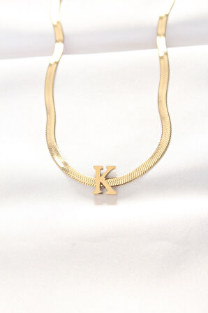 Marydien 316L Çelik K Harfli Gold Renk İtalyan Zincirli Kolye