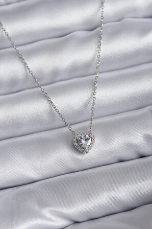 Marydien 316L Çelik Zincir Zirkon Taşlı Charm Kadın Kolye