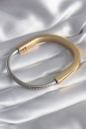 Marydien 316L Çelik Gold Gümüş Renk Zirkon Taşlı Tiffany VIP Seri Kadın Kelepçe