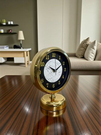 Mermer Işıltısı Gold 25 x 20 Cm Metal Masa Saati