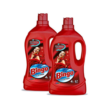 Bingo Renkli Sıvı Bakım Çamaşır Deterjanı 2 x 4 L