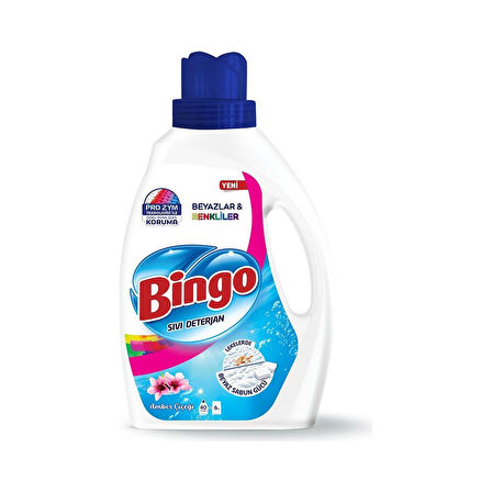 Bingo Beyazlar ve Renkliler için Amber Çiçeği Sıvı Çamaşır Deterjanı 2 x 2600 ML