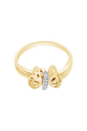 14 Ayar Altın Kelebek Figürlü Yüzük