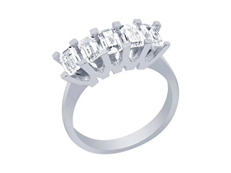 14 Ayar Beyaz Altın Beştaş Yüzük