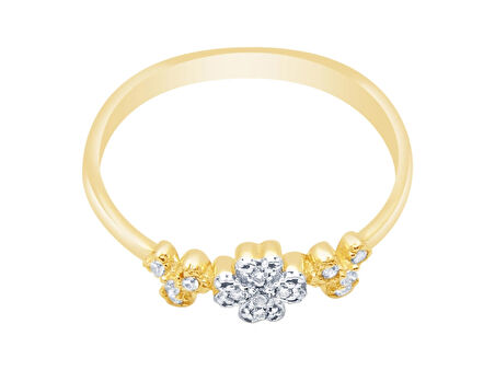 14 Ayar Sarı-Beyaz Altın Çiçek Yüzük