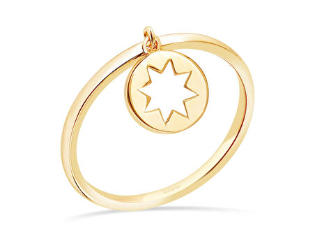 14 Ayar Sarı Altın Yıldız Figürlü Yüzük