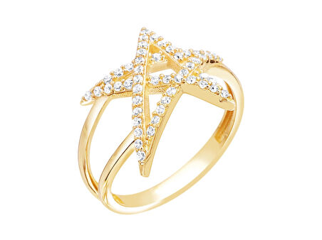 14 Ayar Sarı Altın Yıldız Figürlü Yüzük