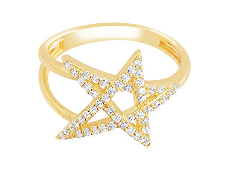 14 Ayar Sarı Altın Yıldız Figürlü Yüzük