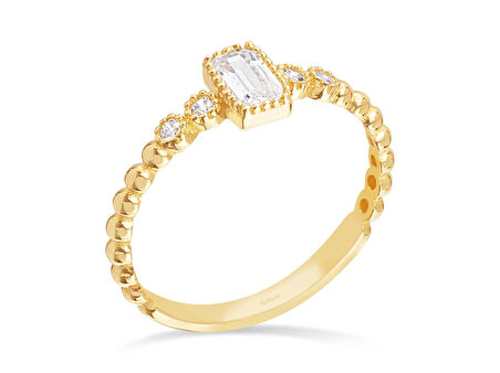 14 Ayar Sarı Altın Baget Yüzük