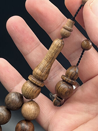 MS0140180.270425 Sakızlık Ağacı Tesbih - Doğal Kahverengi Küre Kesim, Sistemli, 14x14 mm