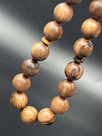 MS0140180.270425 Sakızlık Ağacı Tesbih - Doğal Kahverengi Küre Kesim, Sistemli, 14x14 mm