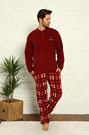 Nisanca Kışlık Sıcak Tutan Erkek Polar Pijama Takımı