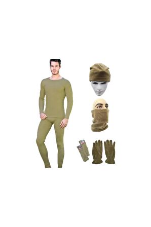 ERKEK TERMAL İÇLİK SET POLAR ŞAPKA ELDİVEN BOYUNLUK VE TERMAL ÇORAP