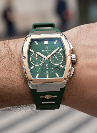 Hislon Yeşil Silikon Kordon Erkek Kol Saati MS151T-15YR