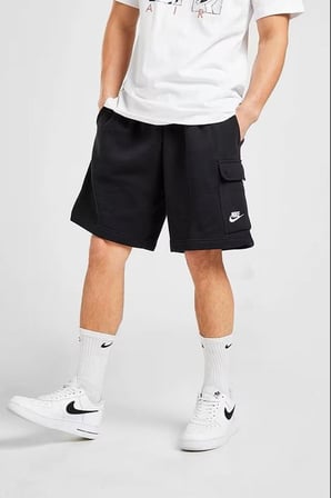 Sportswear Club Men's Cargo Shorts Erkek Pamuklu Siyah Kargo Şort 