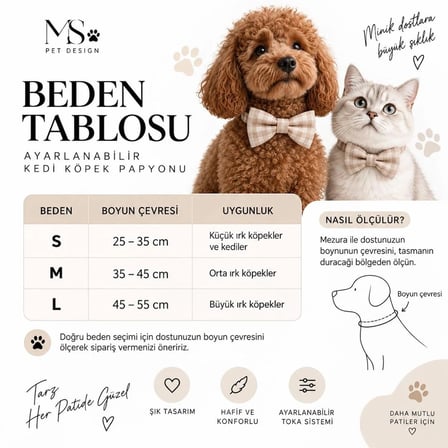 MS Pet Design Ayarlanabilir Kedi Köpek Papyonu/Turuncu-Siyah