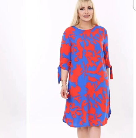 Kadın Büyük Beden Kol Bağlama Detaylı Elbise