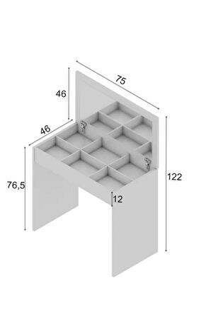 Bicabin Arya Miranda Mode Aynalı Beyaz Makyaj Masası/Make Up Desk