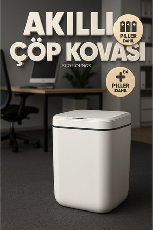 20 Lt Akıllı Çöp Kovası – Ofis Mutfak Banyo İçin İdeal Hareket Sensörlü, Hijyenik, Estetik