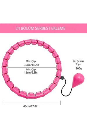 Pembe Hula Hoop Çember 24'lü Hulahoop, Egzersiz Çemberi, Egzersiz
