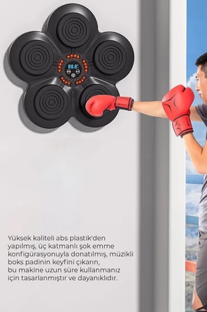 Müzikli Duvar Boks Padi Darbe Sensörlü Antrenman Pedi LED Işıklı Eğlenceli Boks Oyuncağı
