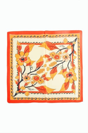 Yaprak Çiçek Desenli Zr Şifon Fular 50*50 cm