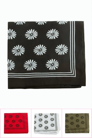 Çiçek Desenli Keten Bandana 50*50
