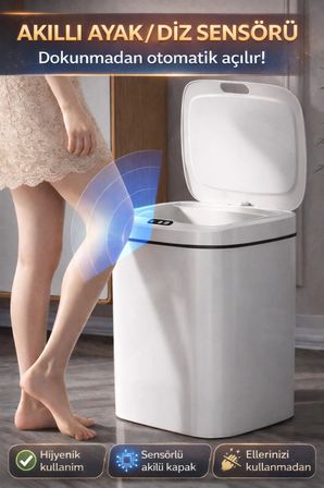 Sensörlü Çöp Kovası Otomatik Kapak Temassız