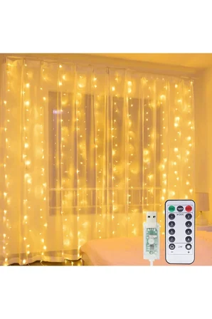 8 Fonksiyonlu Peri Perde Led Uzaktan Kumandalı Günışığı Perde Peri Led (3 mt x 3 mt)