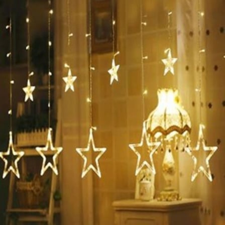 Kumandalı Yıldız Figürlü 12 Sarkıtlı 120 LED Uzaktan Kumandalı Dekor Işık – Masaüstü ve Ortam Aydınl