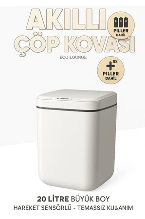 20L Akıllı Sensörlü Çöp Kovası UV Işık Koku Geçirmez Mutfak Banyo Wc Ofis