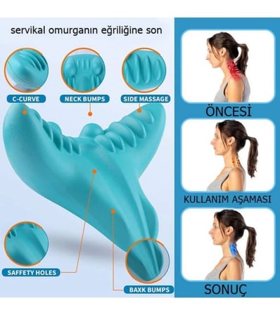 Ergonomik Boyun Masaj Yastığı – Servikal Traksiyon Destekli, Omurilik Ortopedik Yastık