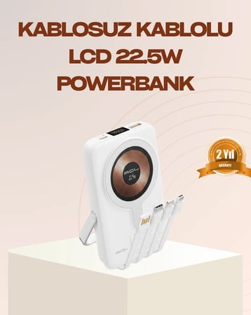 Manyetik Kablosuz Powerbank 22.5W Hızlı Şarj LCD Ekranlı