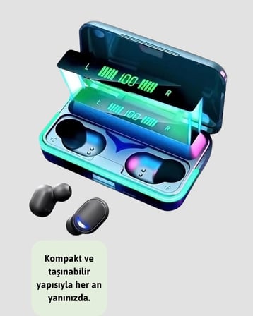Bluetooth 5.1 Oyuncu Kulaklığı LED Ekranlı Powerbank Kulaklık
