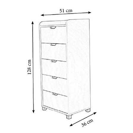 YÜKSEK AHŞAP 5 ÇEKMECELİ KİLER DOLABI