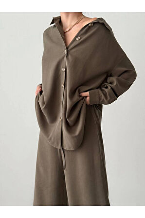 Kadın Oversize Gömlek & Palazzo Pantolon Salaş İkili Takım