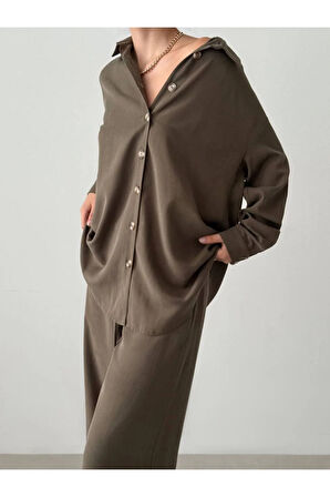Kadın Oversize Gömlek & Palazzo Pantolon Salaş İkili Takım