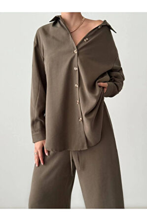 Kadın Oversize Gömlek & Palazzo Pantolon Salaş İkili Takım