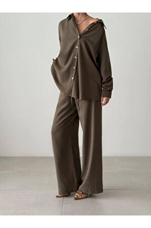 Kadın Oversize Gömlek & Palazzo Pantolon Salaş İkili Takım