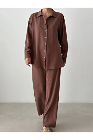 Kadın Oversize Gömlek & Palazzo Pantolon Salaş İkili Takım