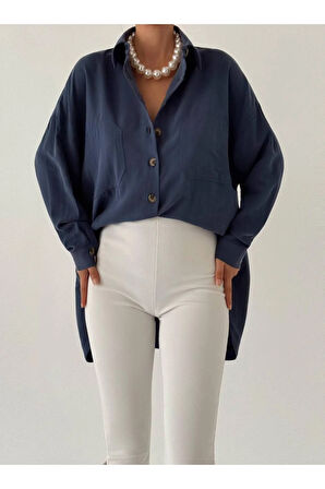 Kadın Oversize Salaş Uzun Kollu Gömlek – Rahat Kesim Şık Günlük Gömlek