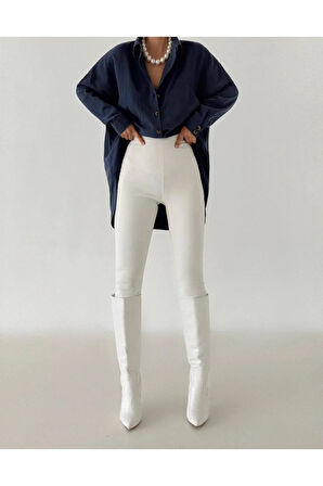 Kadın Oversize Salaş Uzun Kollu Gömlek – Rahat Kesim Şık Günlük Gömlek