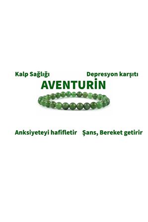 Aventurin Doğaltaş Bileklik Şans,bereket 8mm