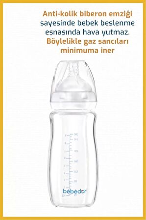 Geniş Ağızlı Isıya Dayanıklı Cam Biberon 260 ml 51301
