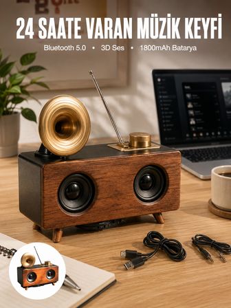 Çalar Radyo Müzik Kutusu Nostaljik Hoparlör Speaker -MİRAYLİFE