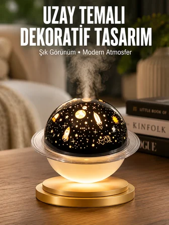 Aromaterapi Hava Nemlendirici Gece Lambası Uzay Model Satürn Oda Kokusu -MİRAYLİFE
