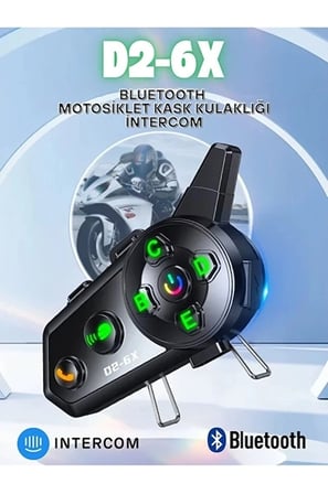 D2-6x 1000m Mesafeli 6 Kanallı İntercom Bluetooth Motosiklet Kask Kulaklığı İntercom Kulaklık -MİRAYLİFE