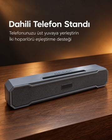 Köşeleri Eğimli Bar Tipi Tasarıma Sahip Şarj Edilebilir Masaüstü Bluetooth Hoparlör -MİRAYLİFE