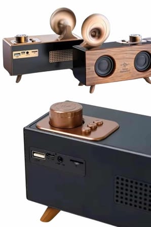 Bluetooth Nostalji Speaker Radyo Gramofon Ahşap Renk Vintage Yeni Nesil -MİRAYLİFE