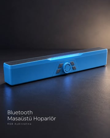 Döner Kontrol Düğmeli Bluetooth 5.4 Kablosuz Hoparlör 6 W Rgb Işıklı Mavi -MİRAYLİFE